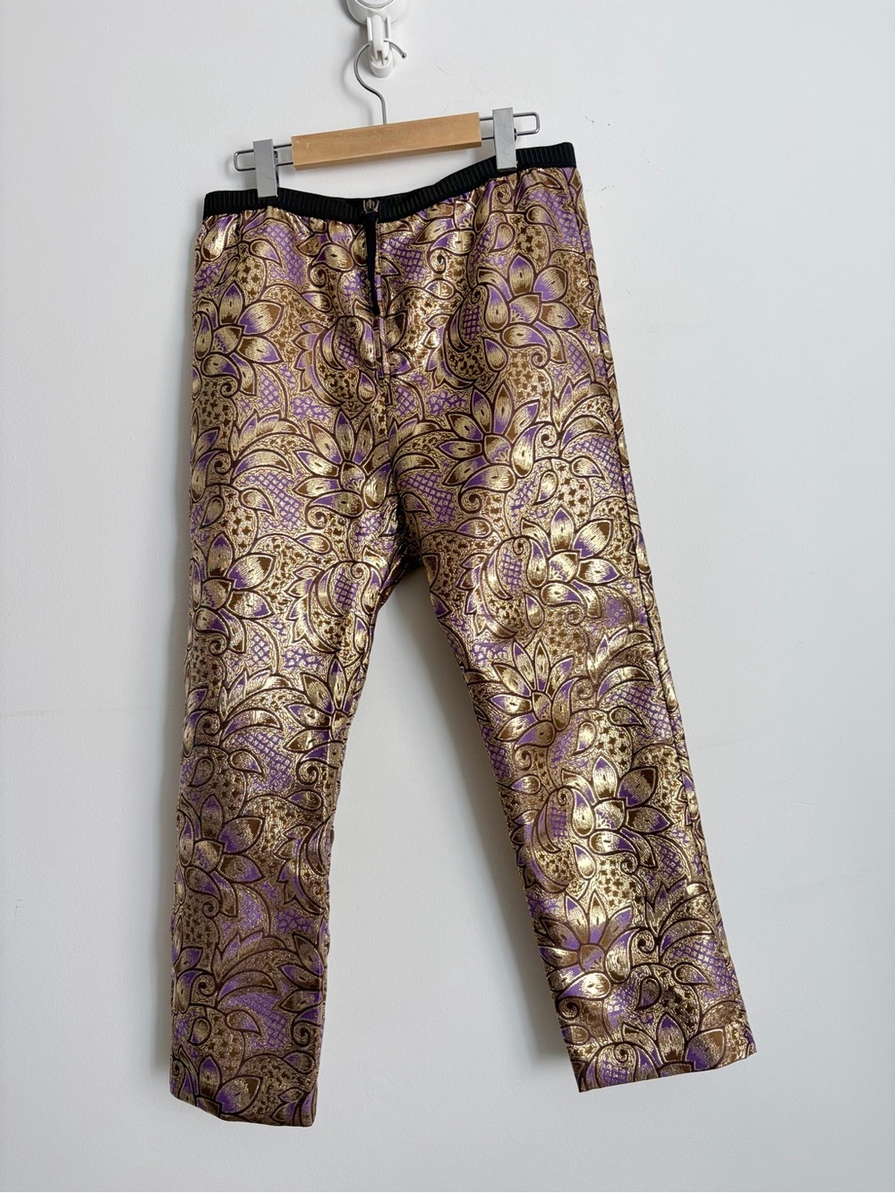 Marni at H&M Metallic Brocade Paisley Crop Pants Artsy Mod Size 8 - Picture 2 of 6